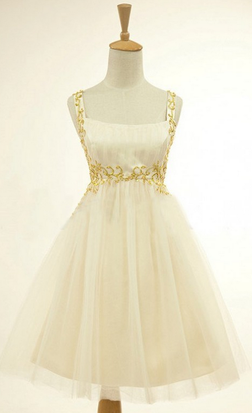 Ivory Homecoming Dresses Zipper-up Sleeveless Tulle Above Knee Square Neckline Empire