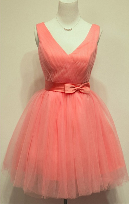 Sleeveless Watermelon Homecoming Dresses A Line Bandage Mini V-neck Scoop Laced Up A Line