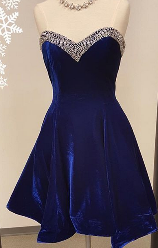 blue velvet homecoming dress