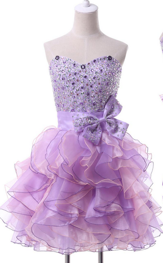 Sweetheart Homecoming Dress Ruffle Short Mini Sexy Crystal Evening Dress Prom Dress Custom Made Bridal Party Dress