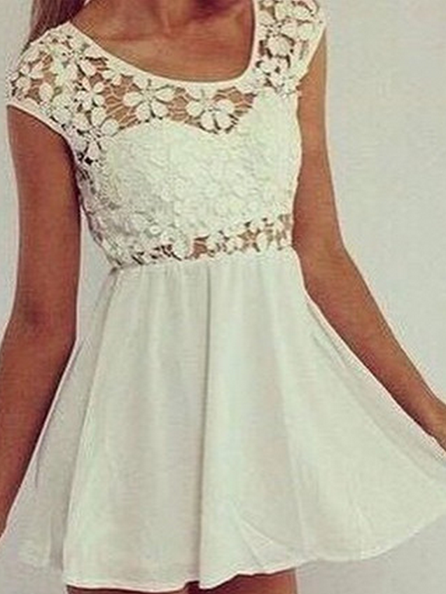 White Causal Homecoming Dress,lace Prom Dresses,chiffon Homecoming Gowns,simple Sweet 16 Dress,homecoming Dresses,