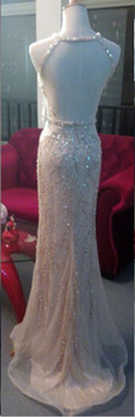 Luxury Crystal And Beaded Prom Dress,mermaid Prom Dresses,backless Long Prom Dress,sleeveless Evening Dress,formal Women Dress