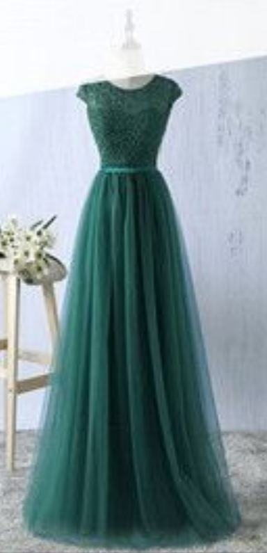 Sexy Prom Gowns,green Prom Dress,tulle Prom Dresses ,long Evening Dress,green Formal Dress