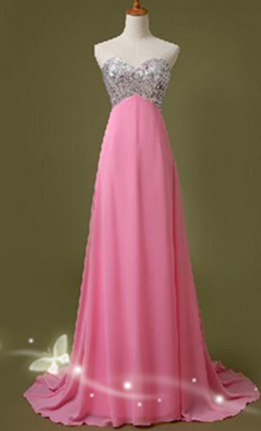 Pink Sweetheart Prom Dresses,handmade Prom Gowns,simple Bridesmaid Dresses,long Bridesmaid Dress,chiffon Bridesmaid Dresses