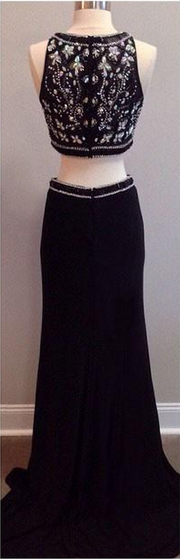 black long corset dress Corset-Back Beaded Prom Standard Size:L Black Linen Dress, Pinafore Party Outfits