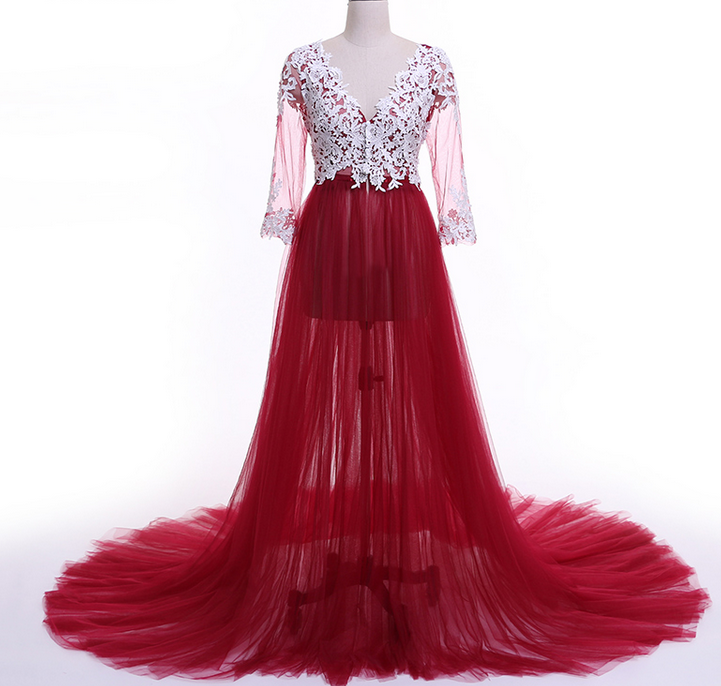 Sapphire, Flower, Net, Long Gown on Luulla