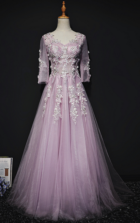 Robe De Soirée Fille Pourpre - Dentelle Et Tulle - Dos Creux - Taille 5 à 10 Ans - Pour Fête, Mariage