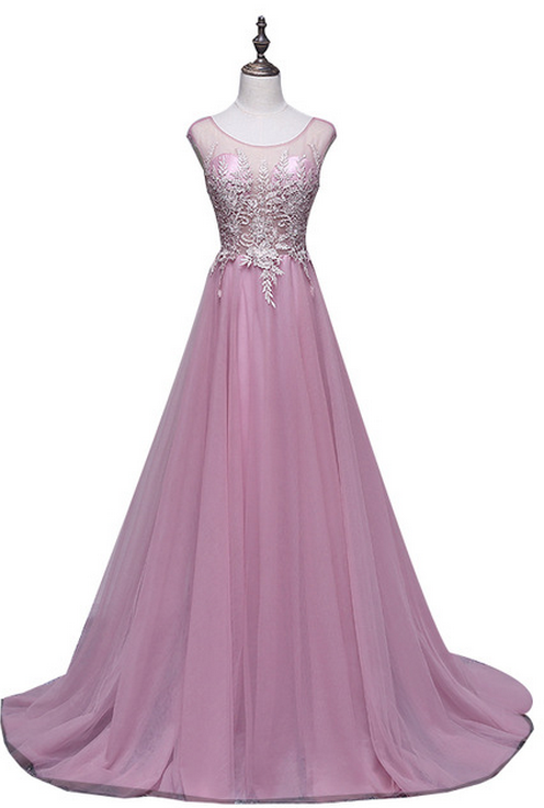 Nouveau Sweet Rose Dentelle Fleur Longue Robe De Soirée La Mariée Banquet Élégant Sans Manches Rom Partie Robe