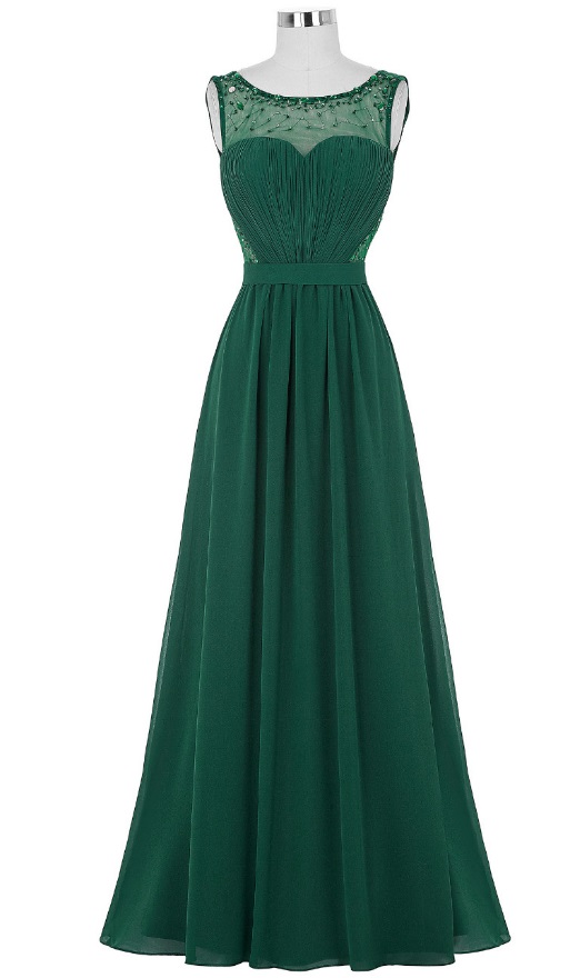 Sheer Sweetheart Neck Dark Green Long Evening Dress Formal Occasion Dress