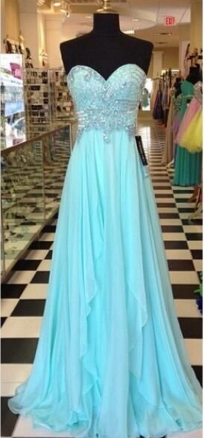 Strapless Long Beaded Chiffon Prom Dress With Draping Skirt