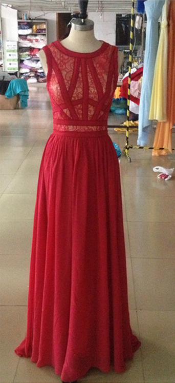 Charming Red Evening Dress，prom Dress For Prom, O-neck Prom Dress，sleeveless Prom Dress，