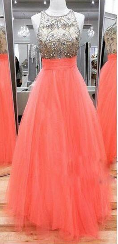 Beaded Prom Dresses,a-line Prom Dresses,tulle Prom Dresses, Prom Dresses,long Beaded Prom Dresses