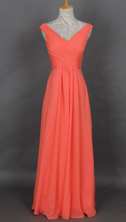 V Neck Chiffon Prom Dress,elegant Evening Dress,formal Evening Gowns ...