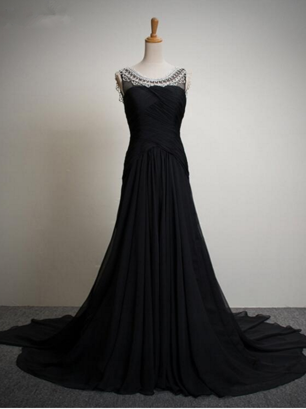 Black Rhinestones Women Dress Party Dress Long Evening Dresses