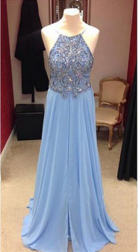 Long Prom Dress, Blue Prom Dress, Prom Dress, Prom Dress With Beading, Prom Dress