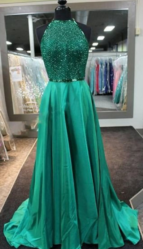 Green Prom Dress,long Prom Dress,beaded Prom Dress, Arrived Gown,charming Evening Gown