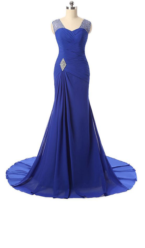 Beautiful One-Shoulder Mermaid Evening Dress with Beadings & Ruffles