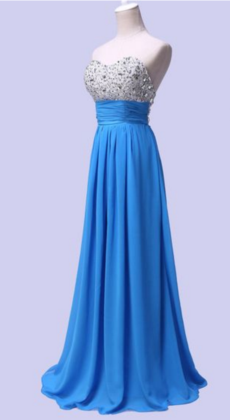 Strapless Prom Dress,simple Prom Dress,a-line Princess Prom Dress,long Prom Dress,chiffion Prom Dress,beautiful Brading Prom Dress