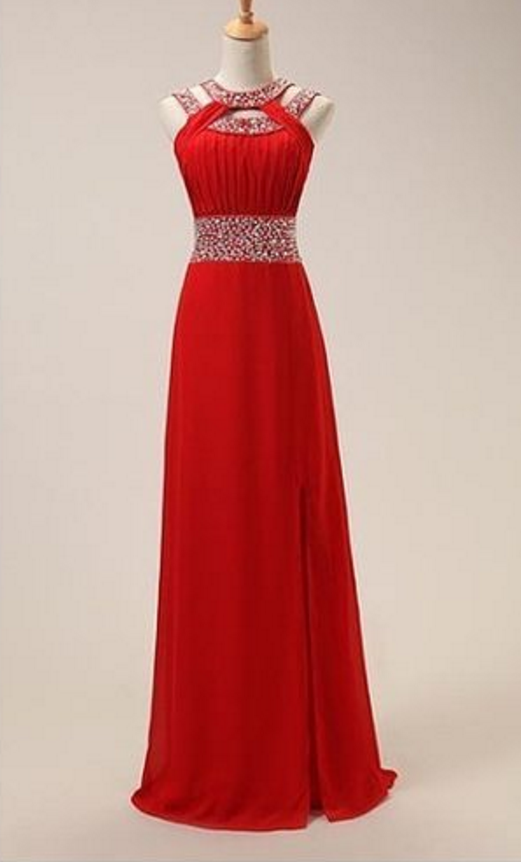 Red Prom Dress,chiffion Prom Dress,a-line Prom Dress,long Prom Dress,beautiful Beading Prom Dress,dress For Teens,elegant Wowen Dress,party