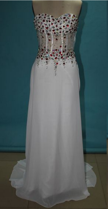 Sweatheart Neck Prom Dress,white Prom Dress,chiffion Prom Dress,colorful Beading Prom Dress,high Quality Prom Dress,dress