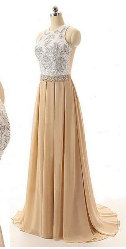 High Quality Prom Dress,round Neck Prom Dress,long Prom Dress,chiffion Prom Dress,beautiful Beading Prom Dress