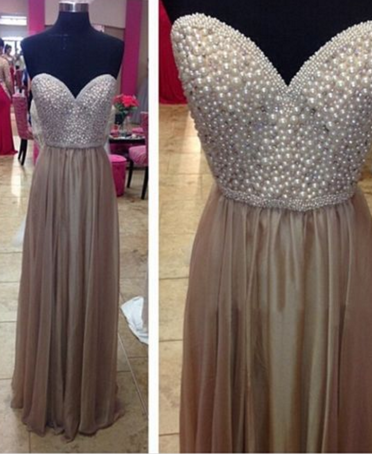 Sweatheart Neck Prom Dress,strapless Prom Dress,long Prom Dress,chifffion Prom Dress,beautiful Beading Prom Dress