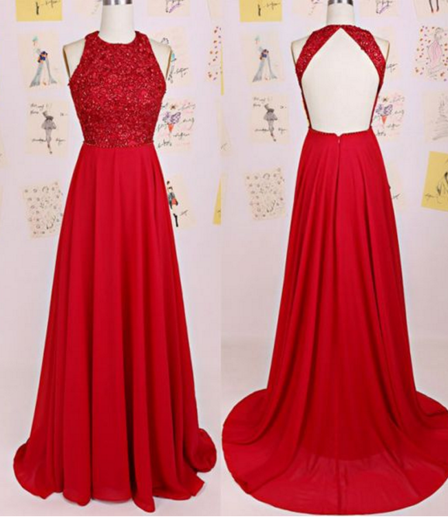 Red Prom Dress,long Prom Dress,backless Prom Dress,high Quality Prom Dress,beautiful Beading Prom Dress