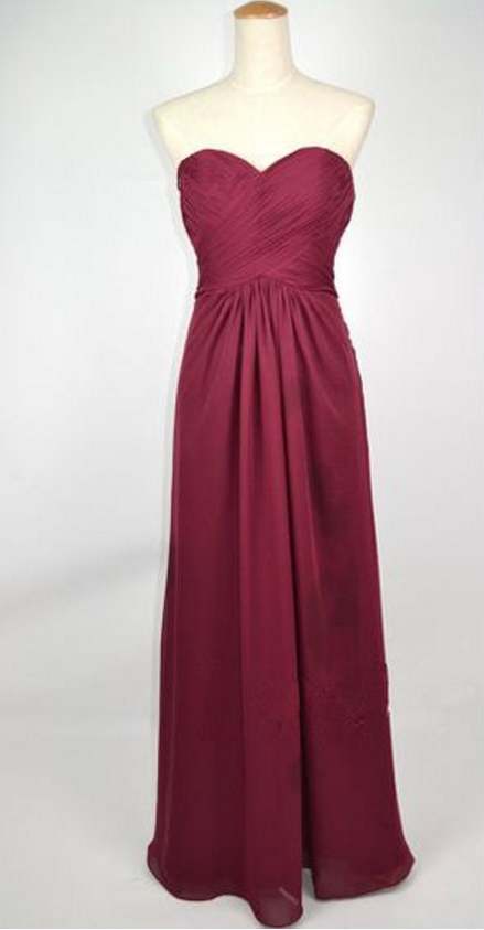 Red Sweetheart Neckline Ruched Chiffon A-line Prom Dress, Bridesmaid Dress With Sequin Back