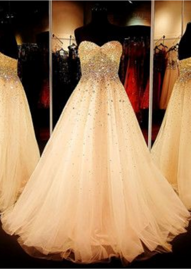 Sweatheart Neck Prom Dress,strapless Prom Dress,long Prom Dress,a-line Princess Dress,beautiful Beading Prom Dress