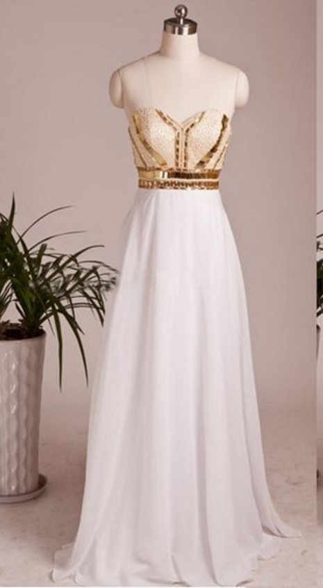 Sweatheart Neck Prom Dress,strapless Prom Dress,long Prom Dress,white Prom Dress,mermeid Dress,beautiful Beading Prom Dress