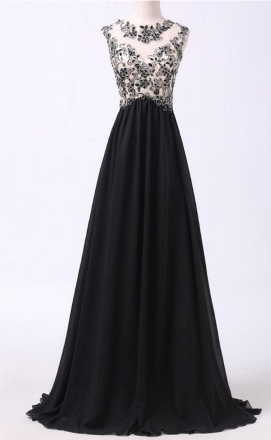 Black Chiffion Prom Dress,beautiful Beading Prom Dress,sexy Prom Dress,long Prom Dress,high Quality Prom Dress,elegant Wowen Dress,party