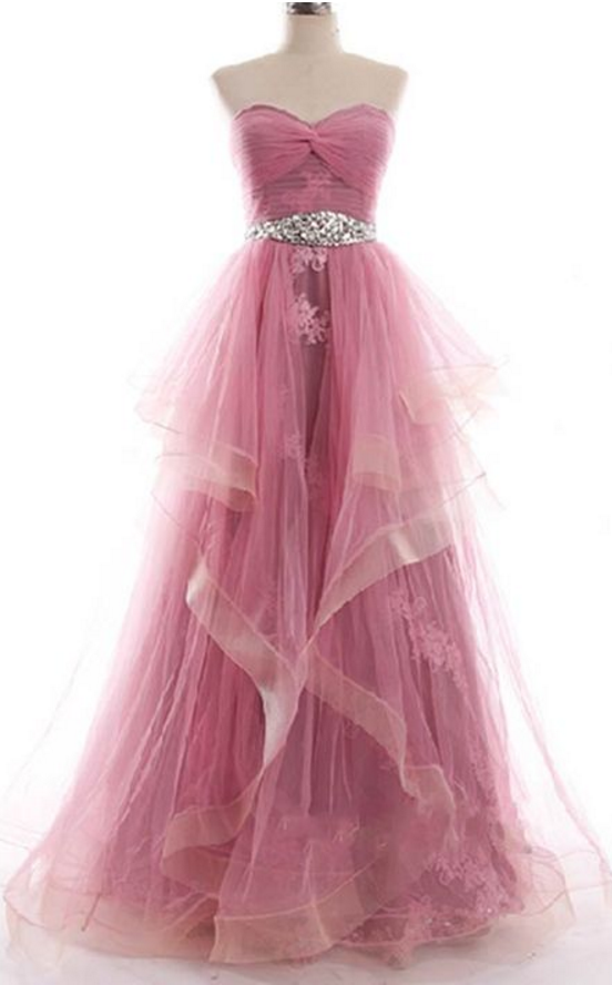 Sweatheart Neck Prom Dress,strapless Prom Dress,beading Prom Dress,long Prom Dress,tulle Prom Dress,high Quality Prom Dress