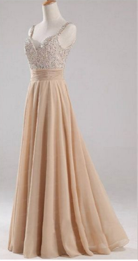 Spaghetti Straps Long Prom Dress,elegant Women Dress,party Dress,beading Evening Dress