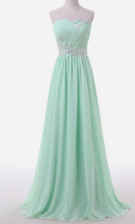 Chiffon Prom Dress,sweatheart-neck Dress,beautiful Beading Prom Dress, Floor-length Prom Dress, Beading Graduation Dresson