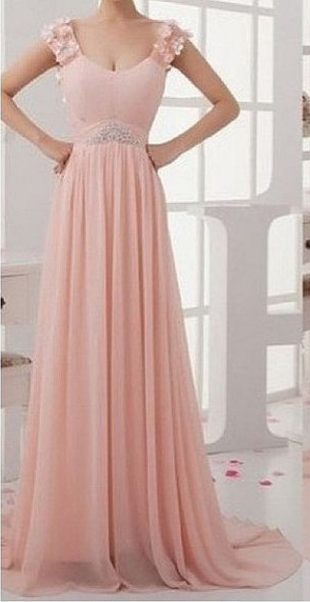 A Pink With An Open Long Gown And Petal, Evening Dress.