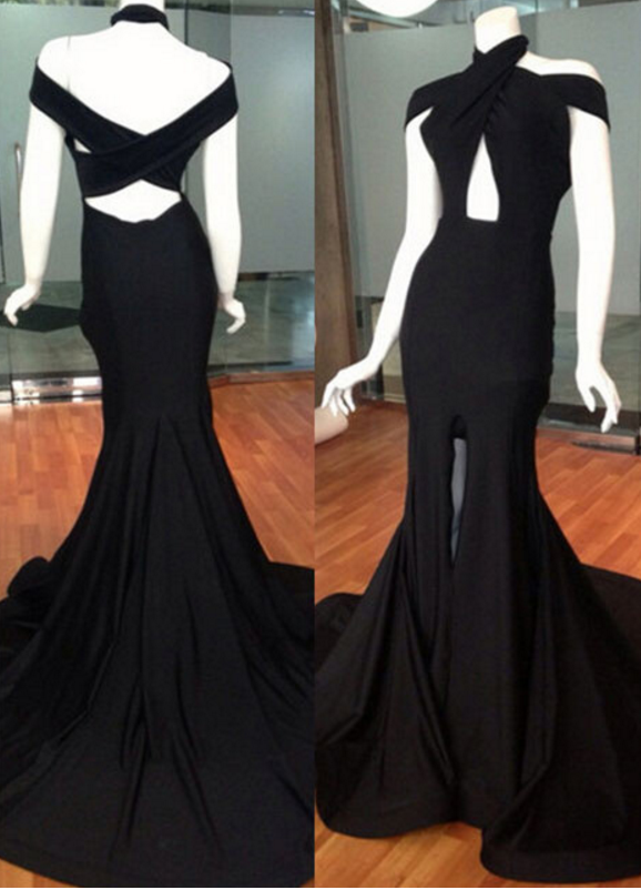 Halter Black Fit To Flare Maxi Fasion Dress
