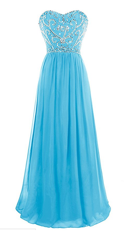Sleeveless Long Ice Blue Chiffon Prom Dress With Corset Back on Luulla
