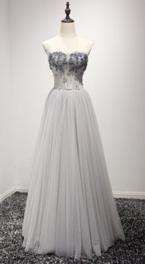 Gray Prom Dresses,tulle Prom Dress Evening Dress
