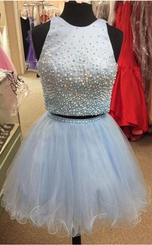 Two Pieces Graduation Dress Homecoming Dress, Short