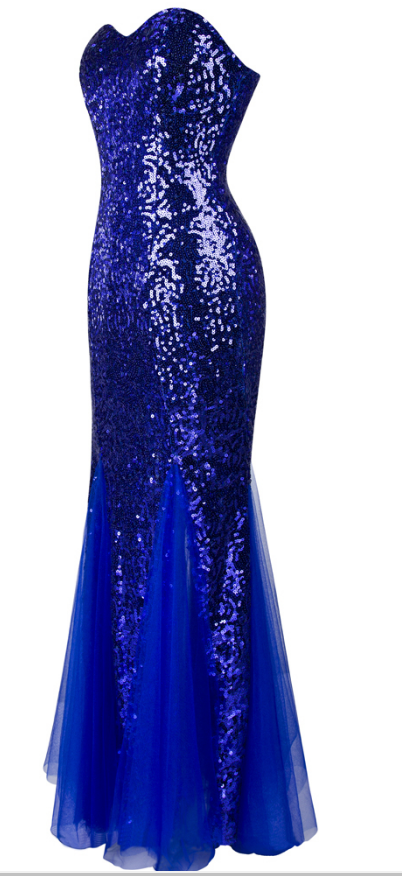 Strapless Sweetheart Sequin Beaded Mermaid Floor-length Prom Dress ...