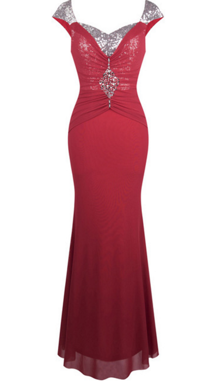 Angel-fashions Cape Cape Cape Town Sequin The Red Skirt Of Pearls And The Long Evening Mermaid Evening Gown