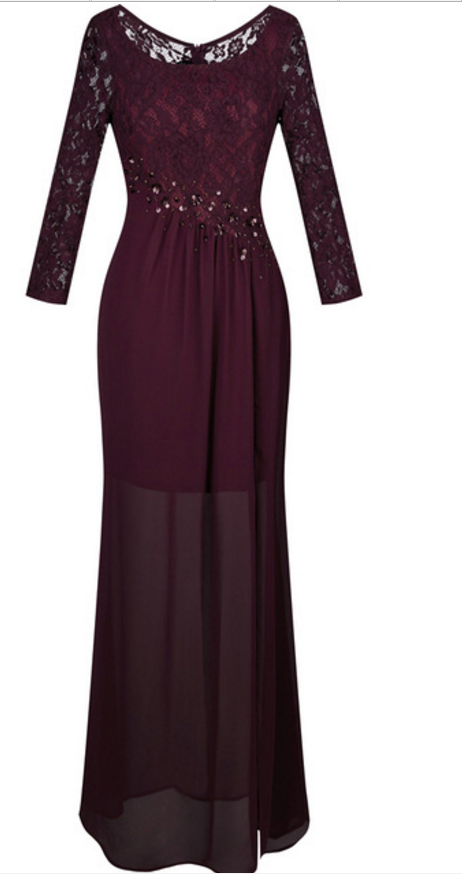 The Wife's Tongue Robe De Demois Reddell - A Transparent Beaded Red Wine Gown