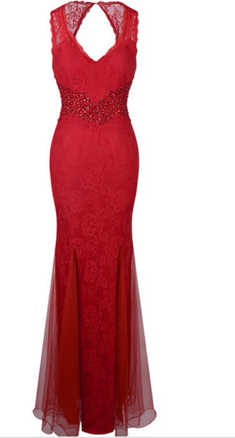 The Fifth Angel - Fashions! Sleeveless Lace Flower Neck Long Mermaid Festa Festa Evening Gown