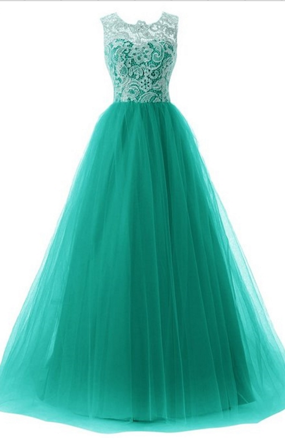 Formal A-ligne Green Lace Long Slumber Party! Sleeveless Slumber Party Party Dress