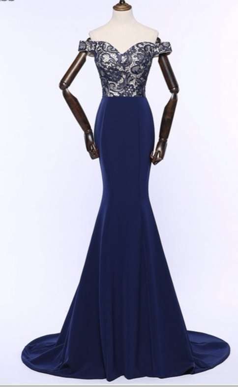 The Luxurious Lace Mermaid Long Wedding Dress Party Blue For The First Official Bal Gown Party Dress