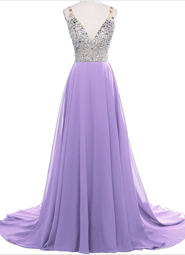 Luxury Jewelry Deep V-neck Women's Sexy Gown With A Long Gown For A Long Gown Evening Dresses
