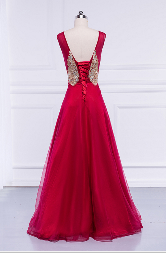 Red Wine Long Light Gauze Wedding Party Dress Evening Dress on Luulla