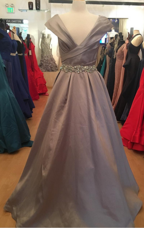 Cap Sleeve Evening Gowns,v Neck Prom Dress,long Ball Gowns,prom Dresses