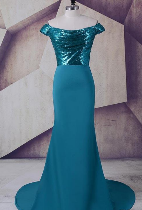 Real Sample Boat Neck Mermaid Evening Dresses Elegant Sheath Prom Dresses Long Sequin Party Dresses Lace-Up Evening Gowns