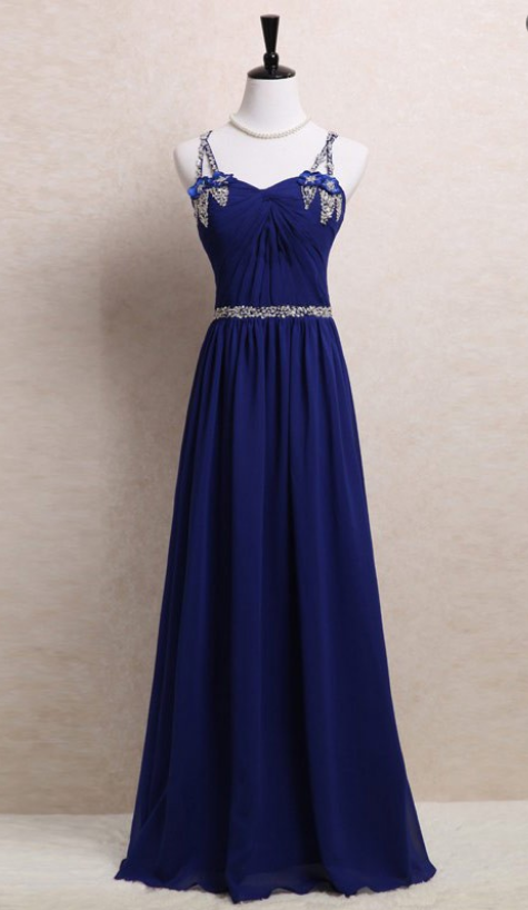 Simple Dress -selling A-line Sweetheart Beading Royal Blue Long Prom Dresses/evening Dresses